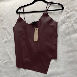 Strapy Faux maroon top leather top
